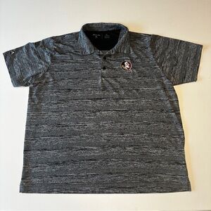 FSU SEMINOLES Antigua Men’s Blk/Gry Polo Shirt with Embroidered Seminole Logo